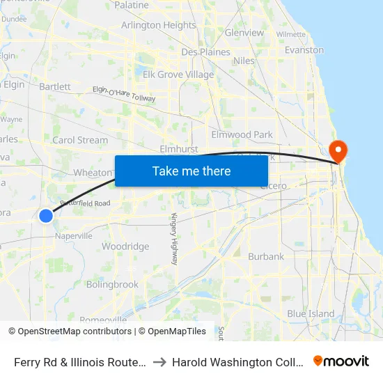 Ferry Rd & Illinois Route 59 to Harold Washington College map