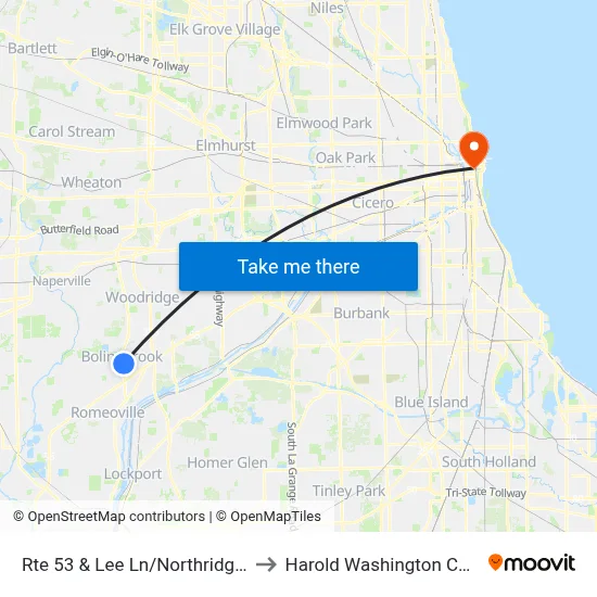 Rte 53 & Lee Ln/Northridge Ave to Harold Washington College map