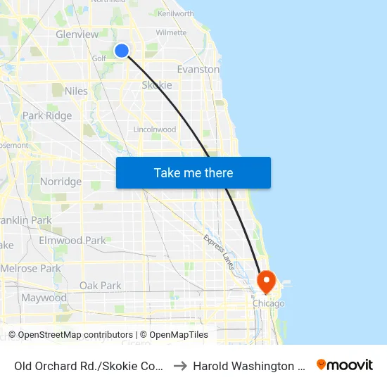 Old Orchard Rd./Skokie Courthouse to Harold Washington College map