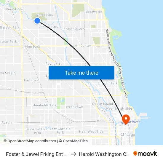Foster & Jewel Prking Ent (West) to Harold Washington College map