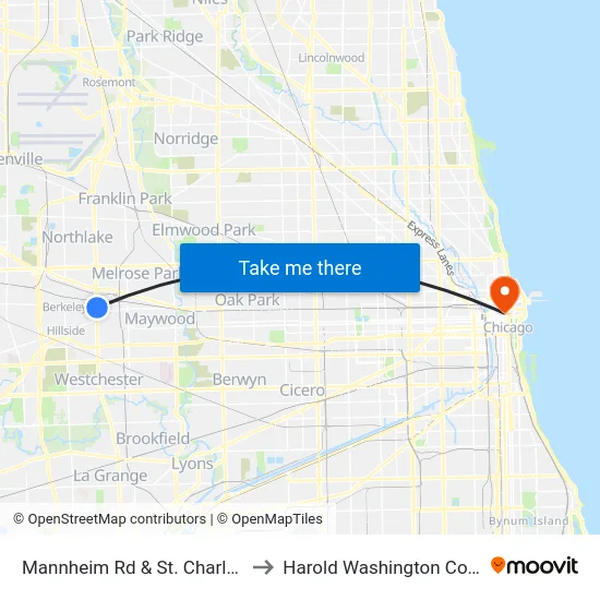 Mannheim Rd & St. Charles Rd to Harold Washington College map