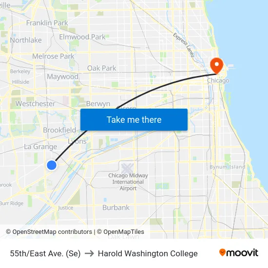 55th/East Ave. (Se) to Harold Washington College map