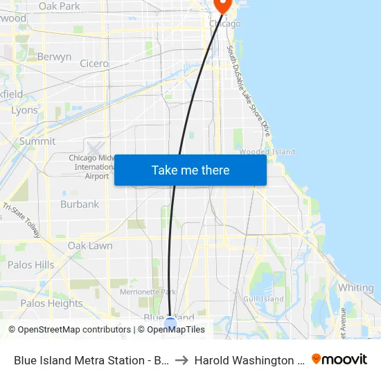 Blue Island Metra Station - Bus Stop H to Harold Washington College map