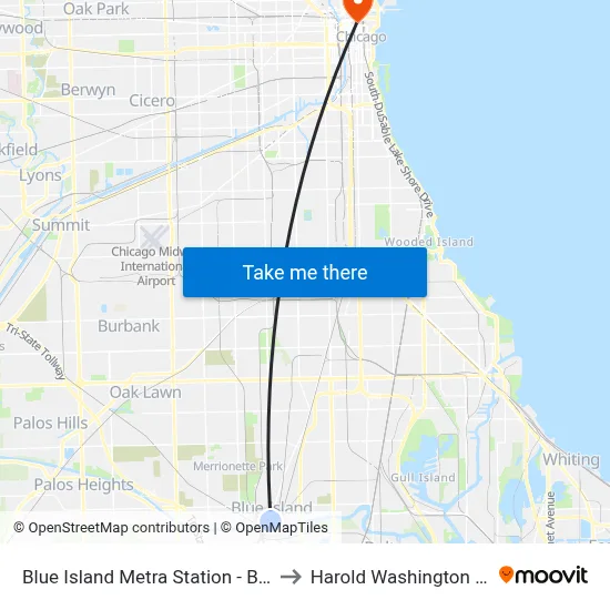Blue Island Metra Station - Bus Stop E to Harold Washington College map