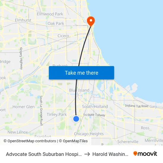 Advocate South Suburban Hospital (S)(17800 Kedzie) to Harold Washington College map