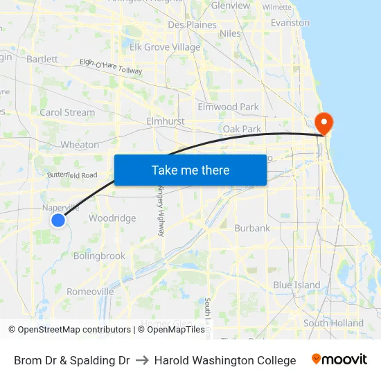 Brom Dr & Spalding Dr to Harold Washington College map