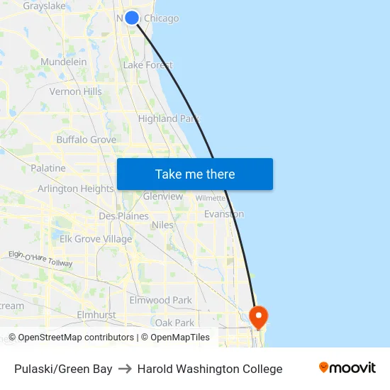 Pulaski/Green Bay to Harold Washington College map