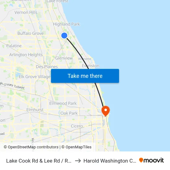 Lake Cook Rd & Lee Rd / Ridge Rd to Harold Washington College map