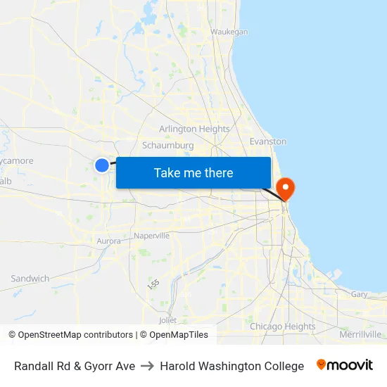 Randall Rd & Gyorr Ave to Harold Washington College map