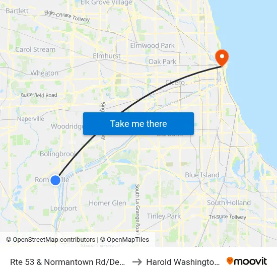 Rte 53 & Normantown Rd/Devonwood Ave to Harold Washington College map
