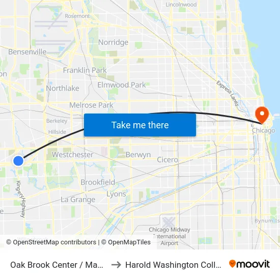 Oak Brook Center / Macy's to Harold Washington College map