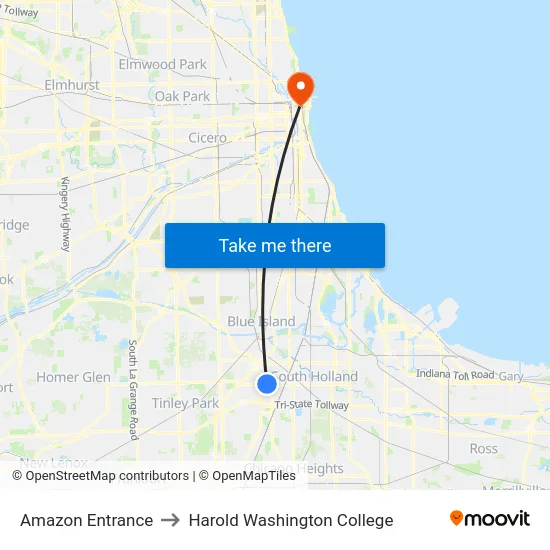 Amazon Entrance to Harold Washington College map