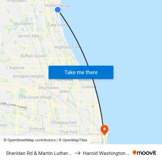 Sheridan Rd & Martin Luther King Jr Dr to Harold Washington College map