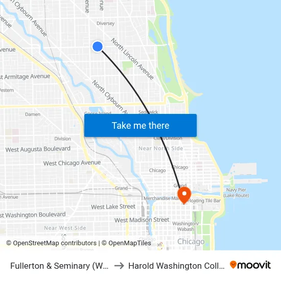 Fullerton & Seminary (West) to Harold Washington College map