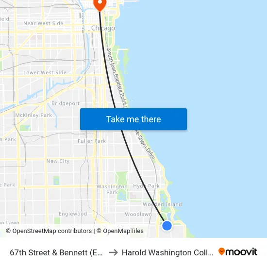 67th Street & Bennett (East) to Harold Washington College map