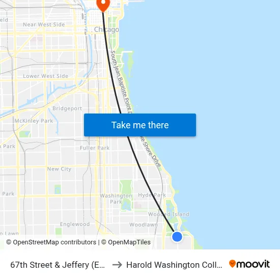 67th Street & Jeffery (East) to Harold Washington College map