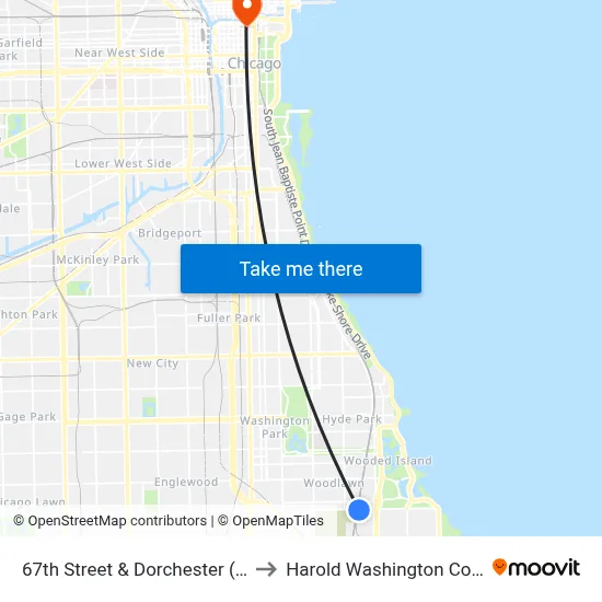 67th Street & Dorchester (East) to Harold Washington College map