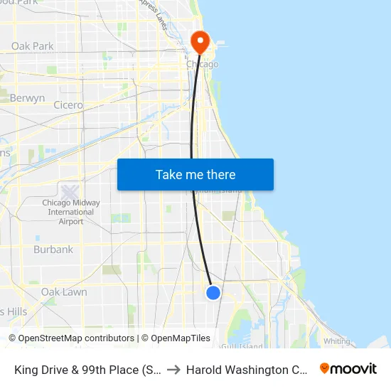 King Drive & 99th Place (South) to Harold Washington College map