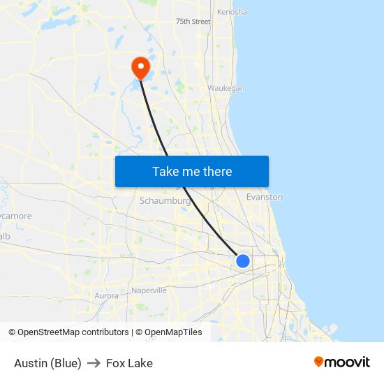Austin (Blue) to Fox Lake map