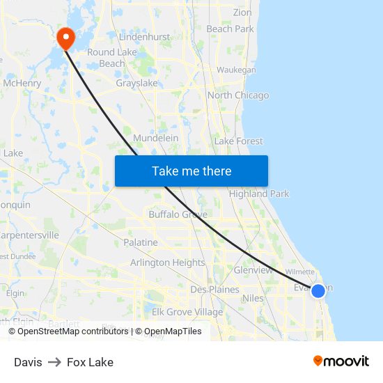 Davis to Fox Lake map