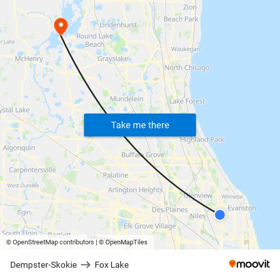 Dempster-Skokie to Fox Lake map