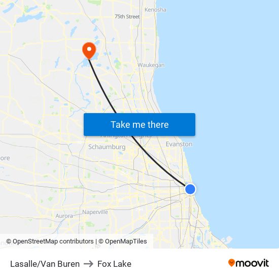 Lasalle/Van Buren to Fox Lake map