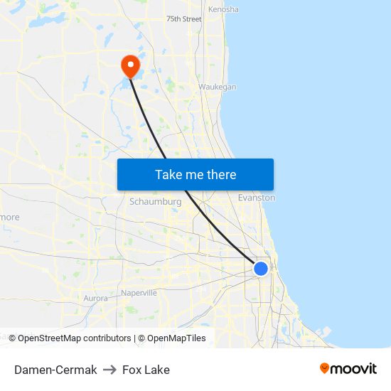 Damen-Cermak to Fox Lake map