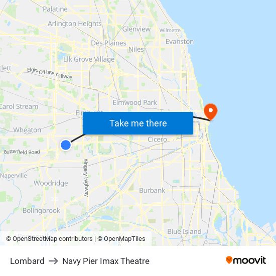 Lombard to Navy Pier Imax Theatre map