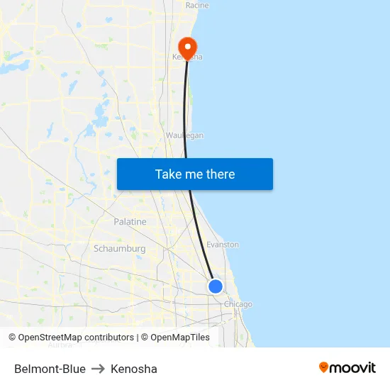 Belmont-Blue to Kenosha map