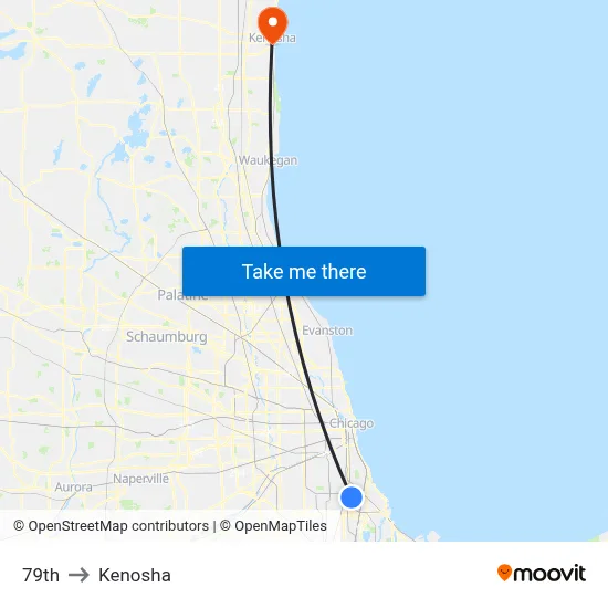 79th to Kenosha map