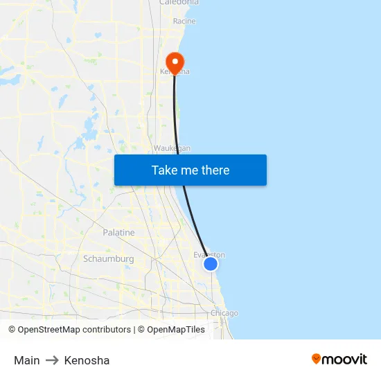 Main to Kenosha map