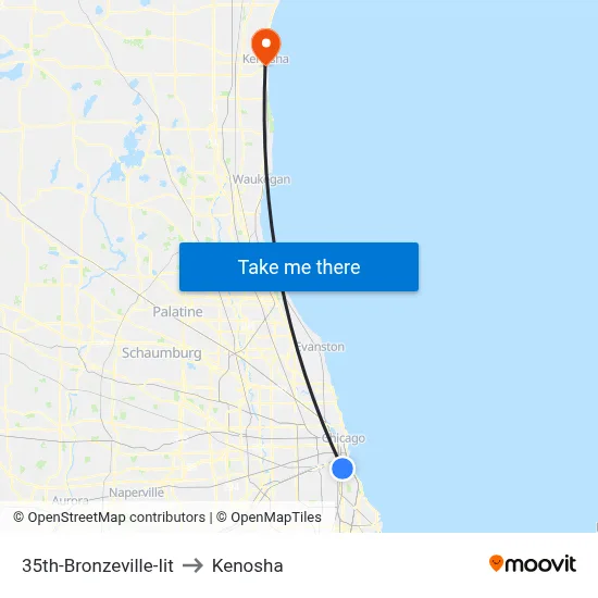35th-Bronzeville-Iit to Kenosha map