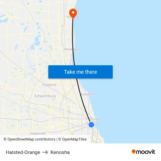Halsted-Orange to Kenosha map