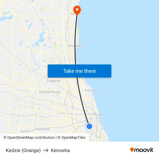 Kedzie (Orange) to Kenosha map