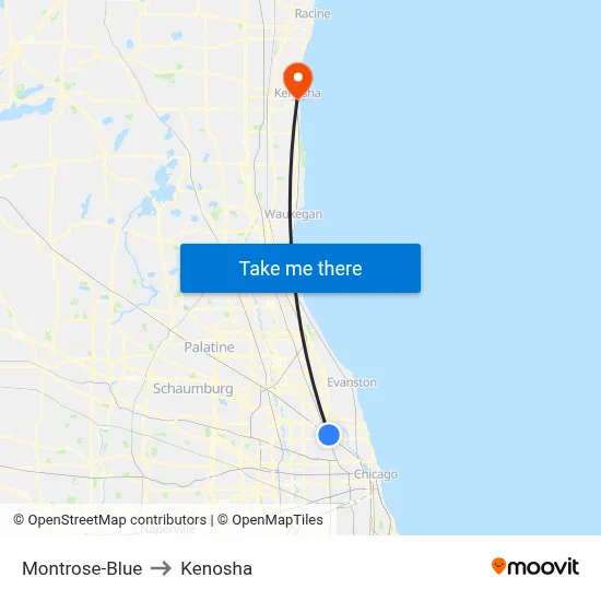 Montrose-Blue to Kenosha map