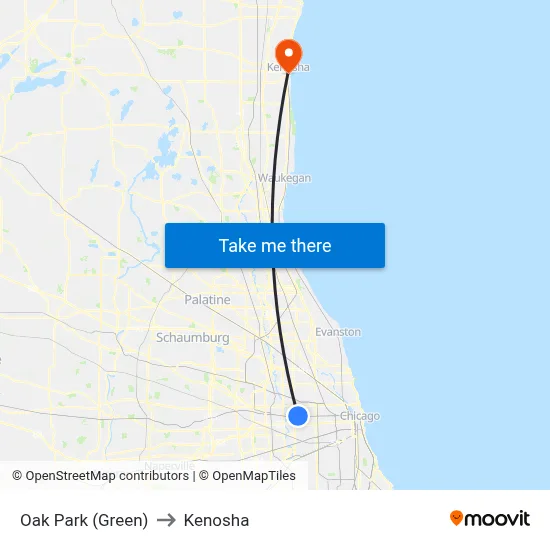Oak Park (Green) to Kenosha map