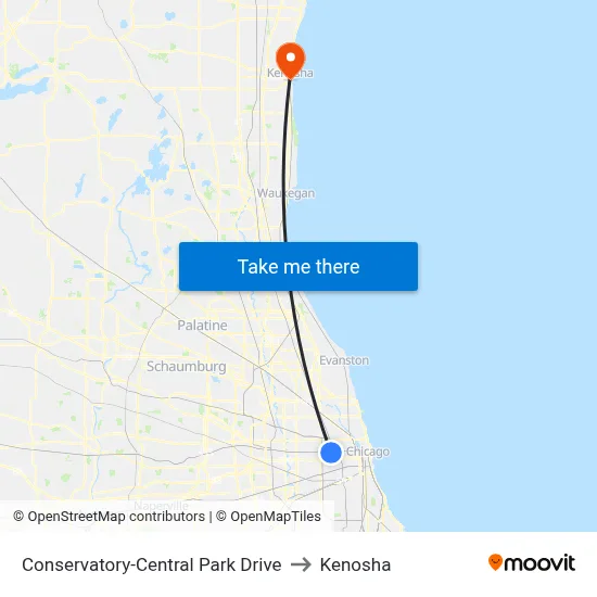 Conservatory-Central Park Drive to Kenosha map
