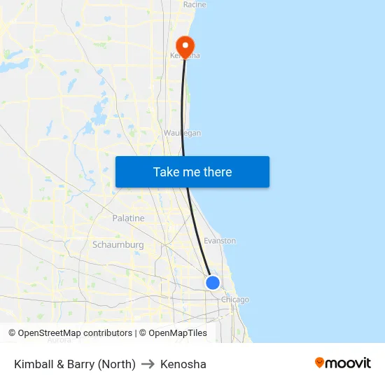 Kimball & Barry (North) to Kenosha map