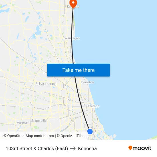 103rd Street & Charles (East) to Kenosha map