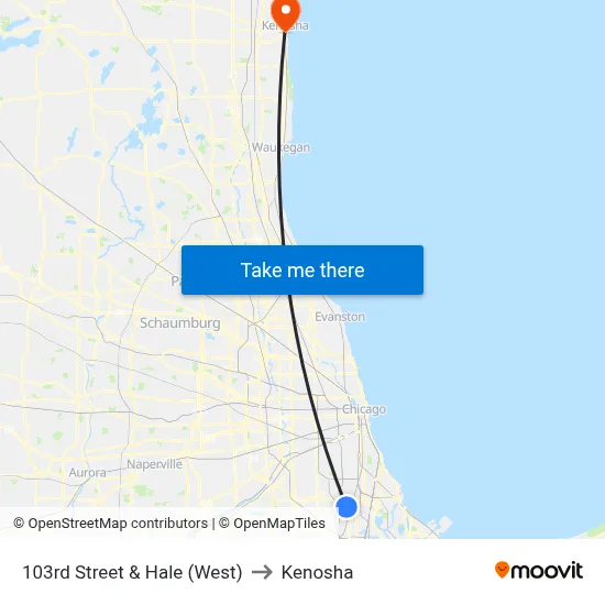 103rd Street & Hale (West) to Kenosha map