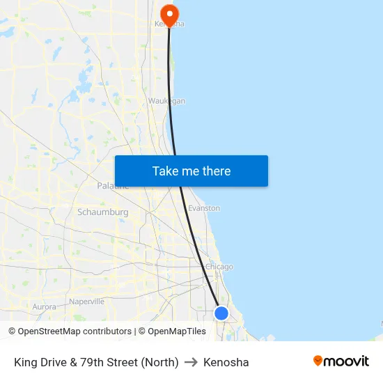 King Drive & 79th Street (North) to Kenosha map