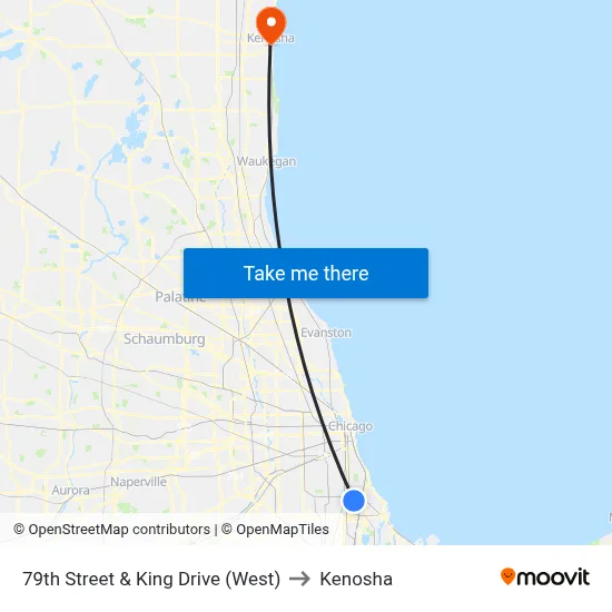 79th Street & King Drive (West) to Kenosha map