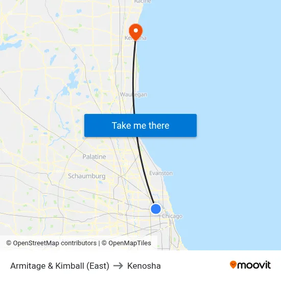 Armitage & Kimball (East) to Kenosha map