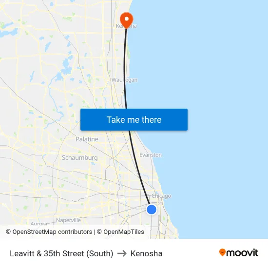 Leavitt & 35th Street (South) to Kenosha map