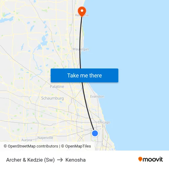 Archer & Kedzie (Sw) to Kenosha map