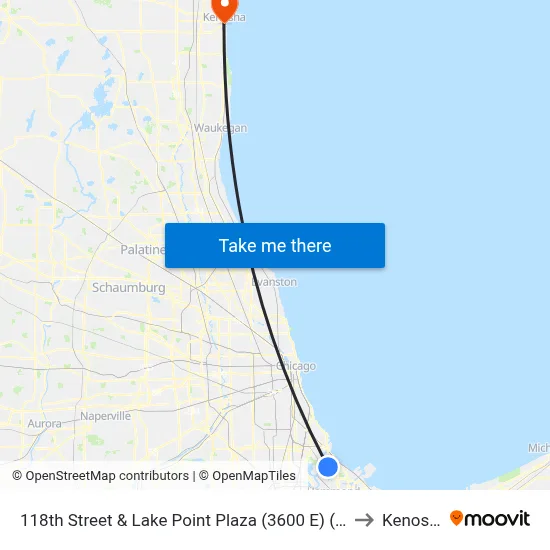 118th Street & Lake Point Plaza (3600 E) (West) to Kenosha map
