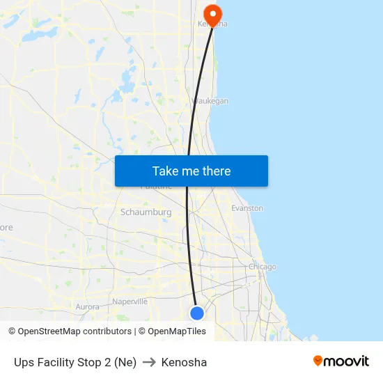 Ups Facility Stop 2 (Ne) to Kenosha map