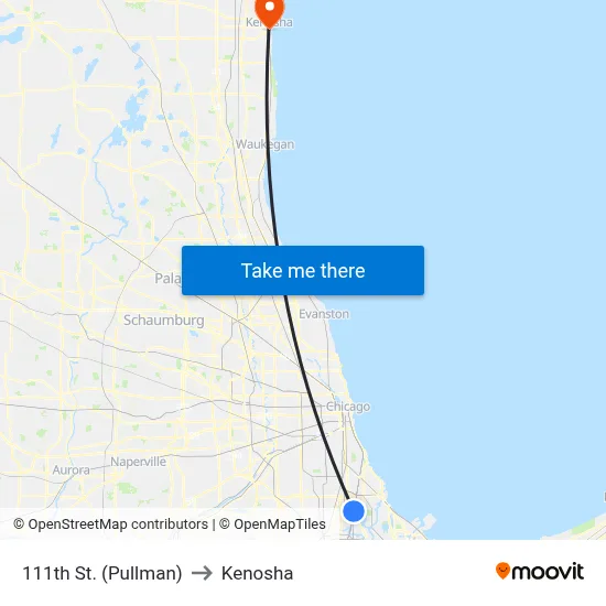 111th St. (Pullman) to Kenosha map