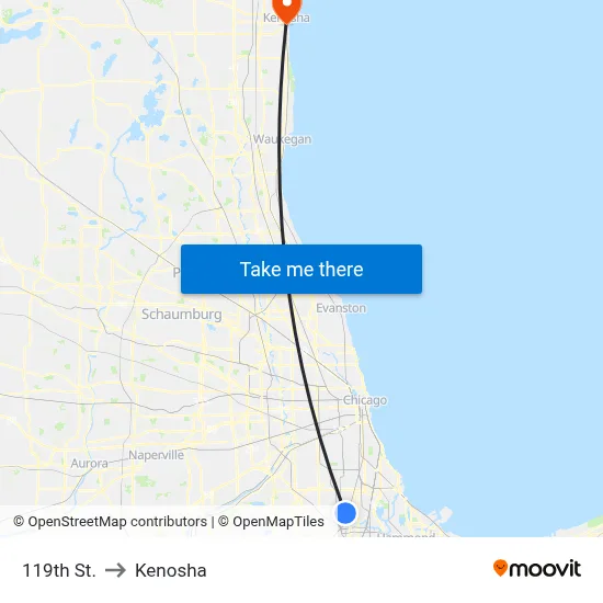 119th St. to Kenosha map