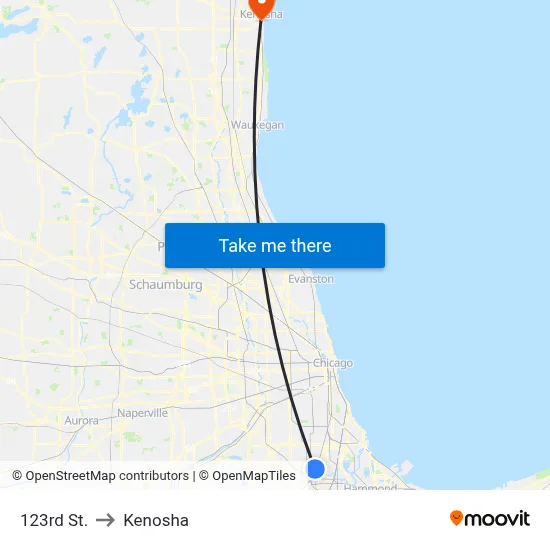 123rd St. to Kenosha map